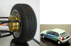 Photo: The In-wheel Motor System and test vehicle