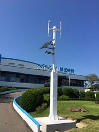 NTN's “Wind Solar Hybrid Street Light”  installed at Kuwana Works (Kuwana City, Mie Prefecture)