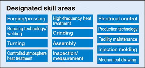 Designated skill areas