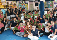 Employees interacting with children