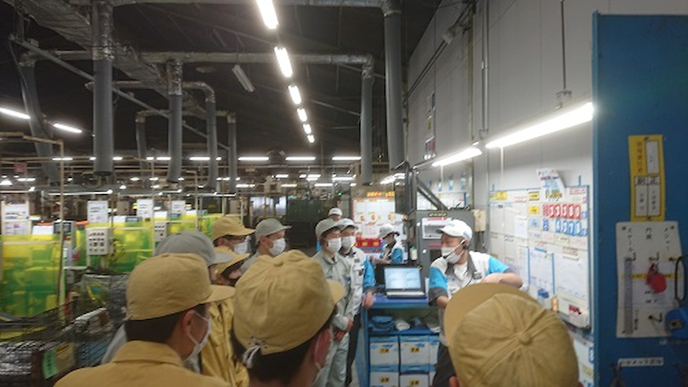 Students touring the factory