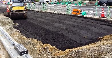 Recycled matter used in roadbuilding