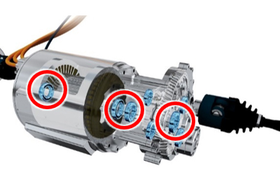 Figure:Applied areas in parallel axis e-Axle (red circle)