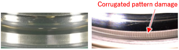 Photo:Raceway surface of outer ring after electrical pitting test