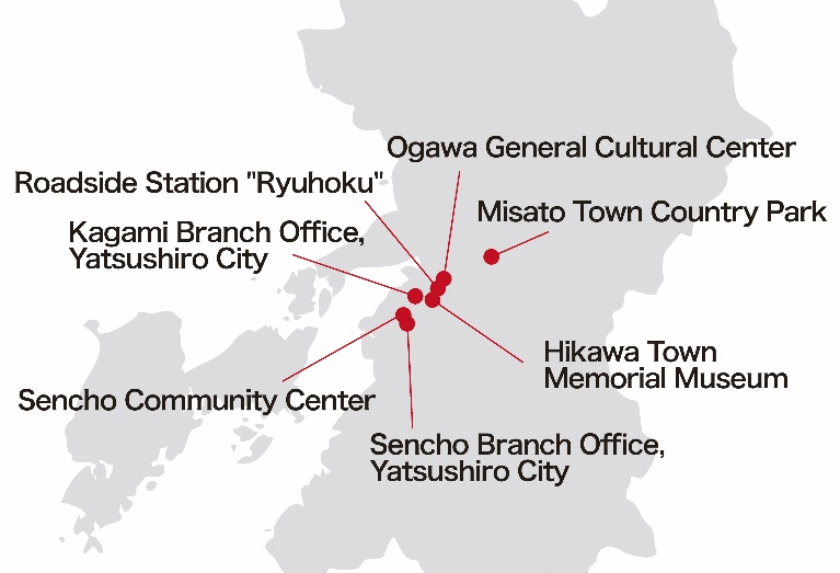 Figure:Deployment locations of disaster relief container toilets utilizing &ldquo;N3 N-CUBE&rdquo; in Kumamoto Prefecture