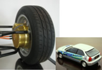 Photo: The In-wheel Motor System and test vehicle