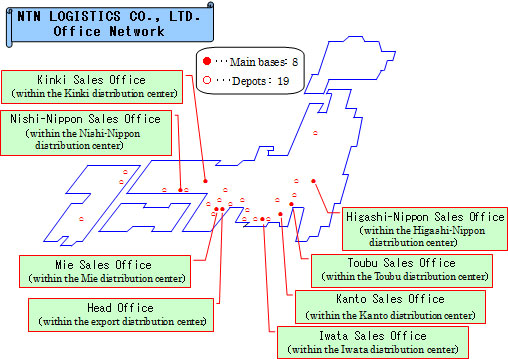 Figure: NTN LOGISTICS CO., LTD. Office Network