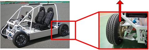 Photo: Compact, two-seater EV (chassis model)/Installed in the rear two wheels
