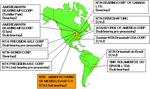 NTN production bases in the Americas