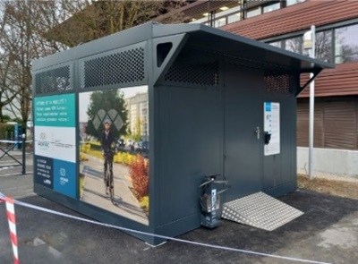 Photo:Bike secure station installed close to Geneva, Switzerland