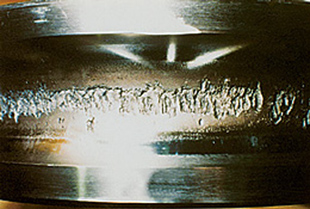 Photo: Inner ring raceway of a deep groove ball bearing